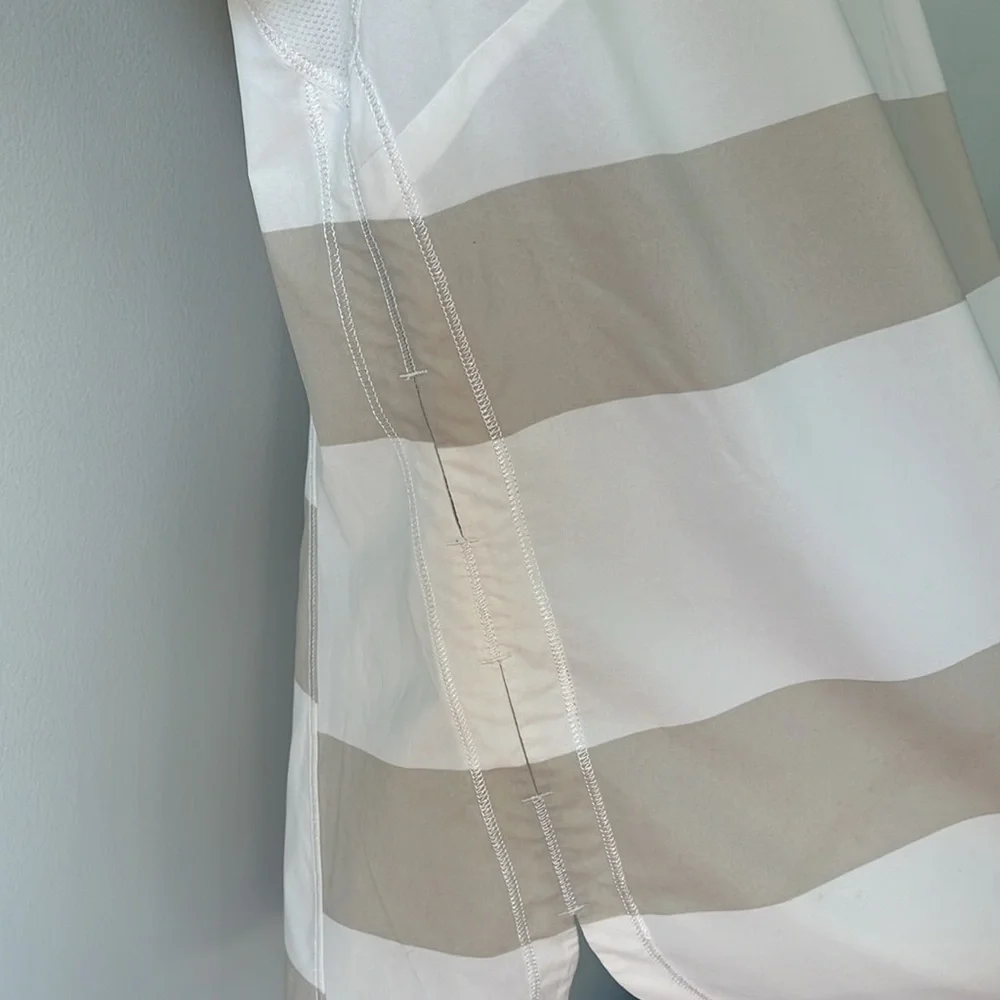 Lululemon Lightened Up Short Sleeve Stripe Tee Cashew White/White - Picture 7 of 10